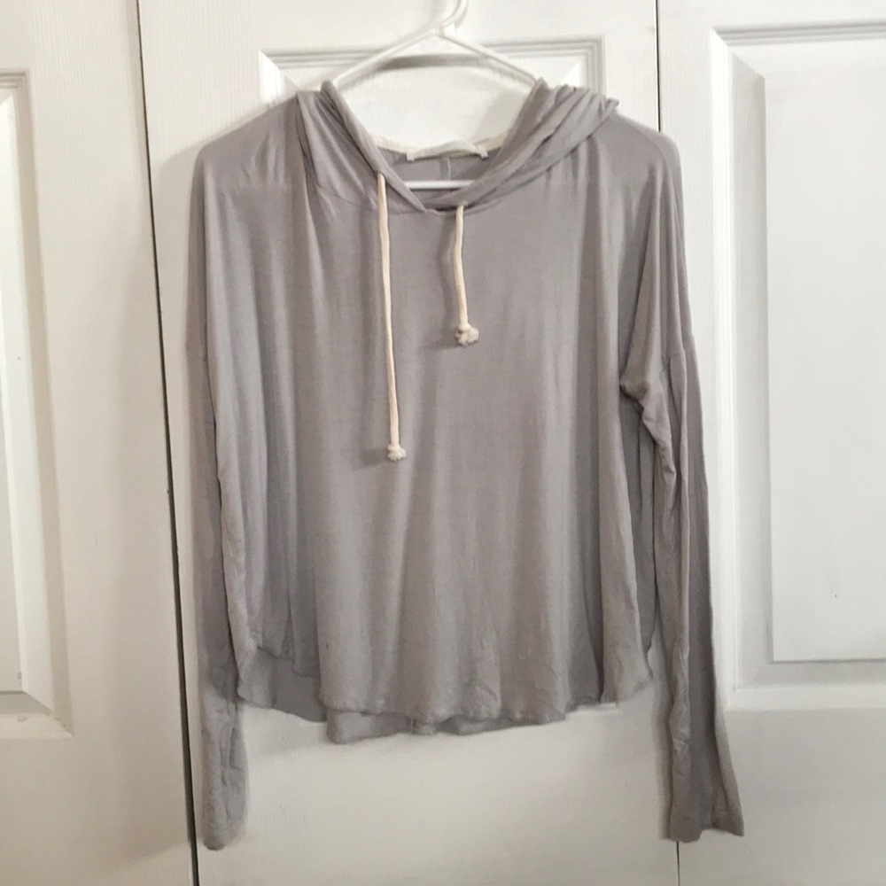 Copped hooded long sleeve top